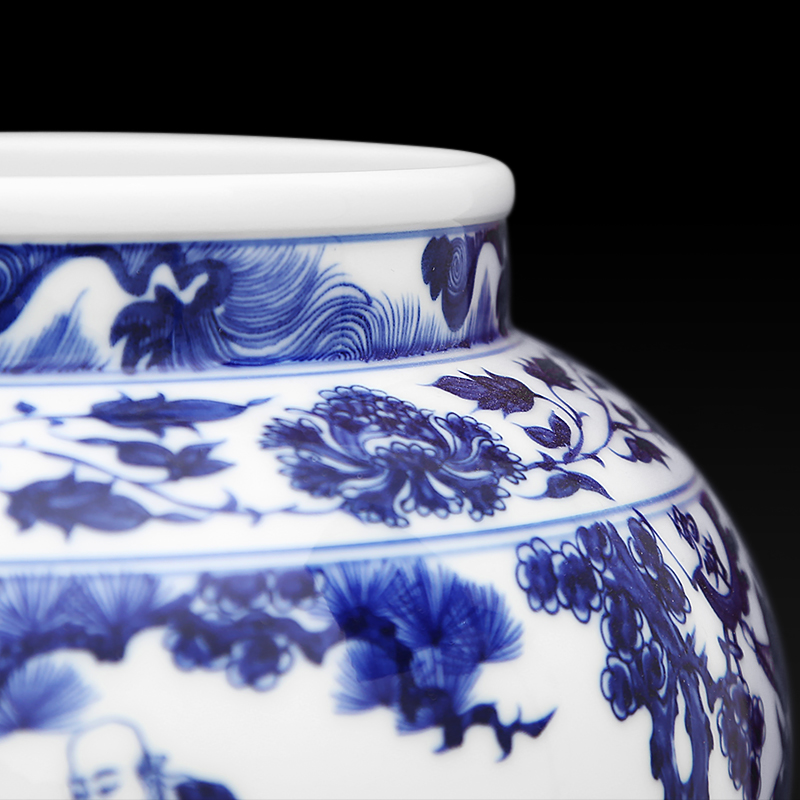 To ceramics high white antique yuan blue and white figure can written down the mountain