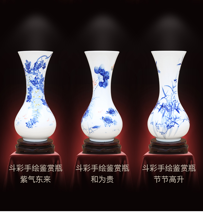 Jingdezhen ceramics hand - made bucket color blue and white porcelain vases, furnishing articles living room flower decorations arts and crafts