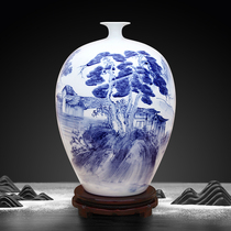 Jingdezhen ceramics new Chinese hand-painted green vase crafts living room ornaments porch decorations opening gifts