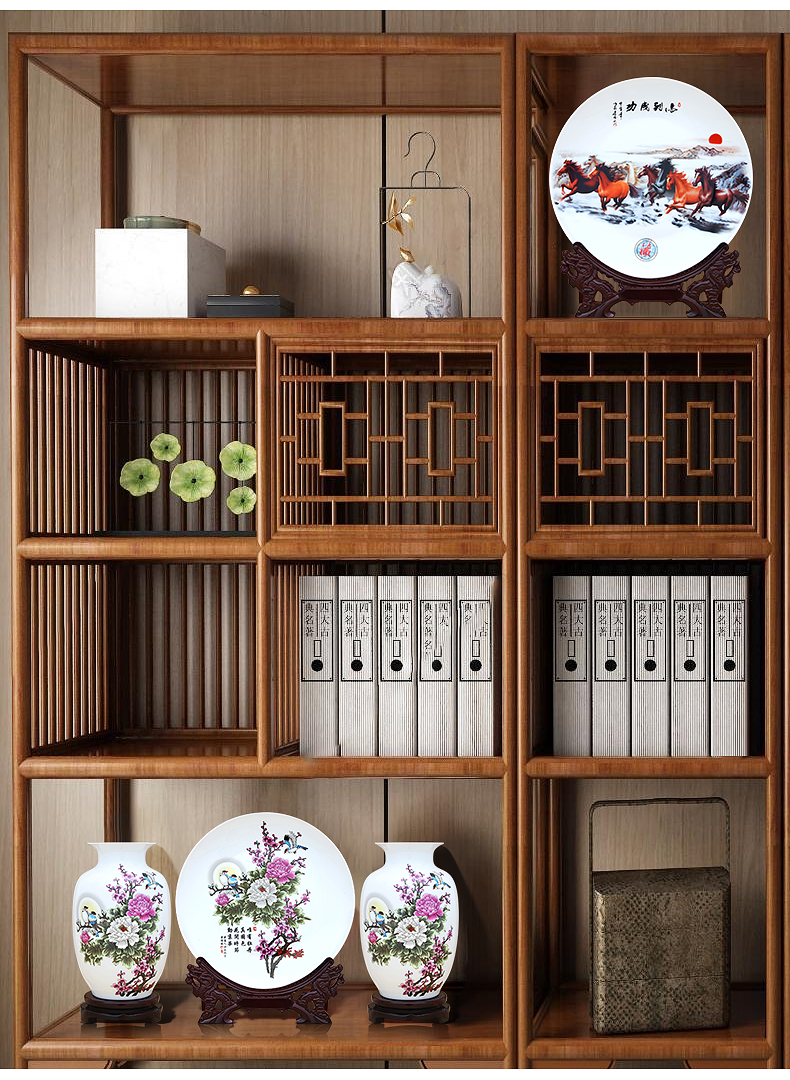 Jingdezhen ceramics Chinese vase furnishing articles home sitting room TV ark adornment ark, crafts three - piece suit