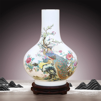 Jingdezhen ceramic high white thin tire pastel vase drawing gold mouth furnishings living room entrance hotel office ornaments
