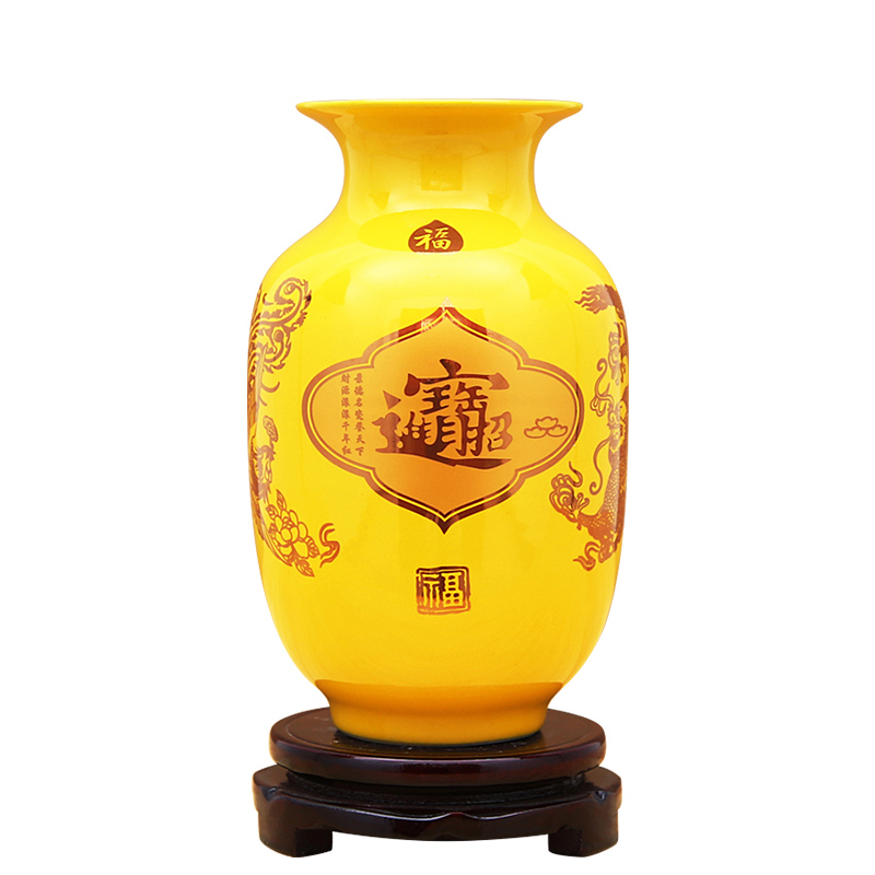 Jingdezhen ceramics vase China red paint decoration vase wedding open birthday gift decoration