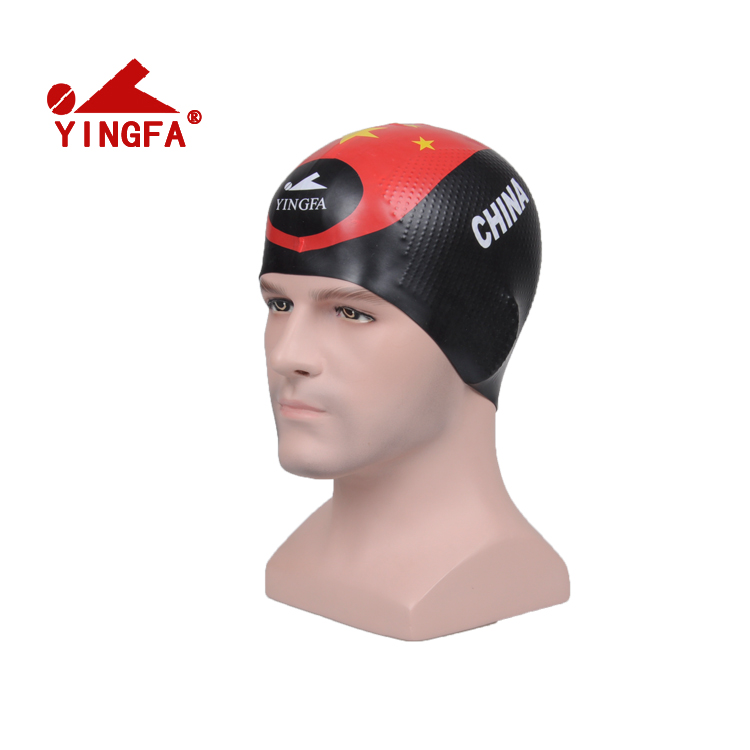 Yingfa swimming cap wrinkle-free inner particle printing swimming cap Silicone waterproof fashion atmospheric printing outer particle swimming cap