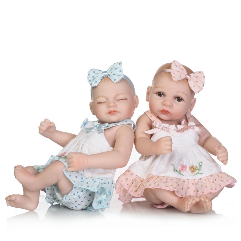 11" pulgadas 28CM Mini Bebé/Niña Niño Newbron Muñeca Reborn hecho a mano completo Vinilo De Silicona