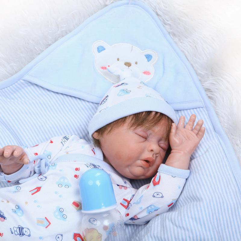 Full Body Silicone Baby Boy Doll 20inch Doll Reborn Baby Doll Boneca BeBe Reborn Doll Juguetes Brinquedos Toys for Girl Gifts 18