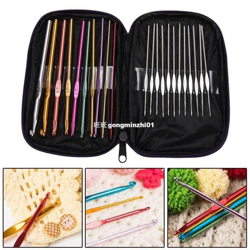 High Quality 22Pcs Set Multi-colur Aluminum Crochet Hooks N