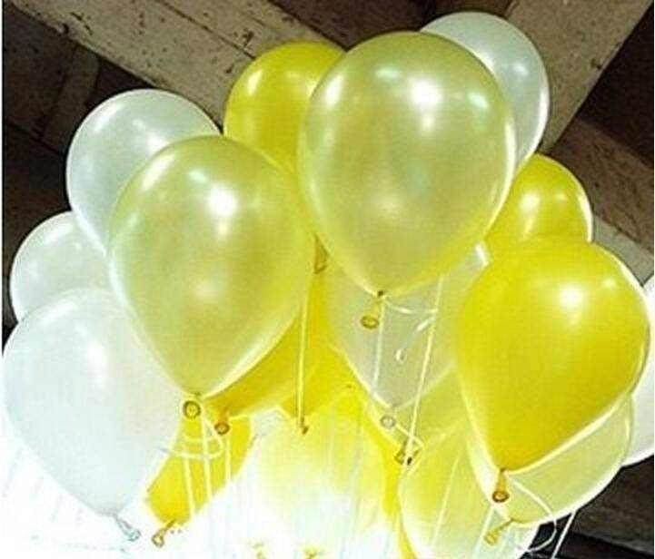 Yelow and white Balloons 10pieces Lot Latex Balò Helium