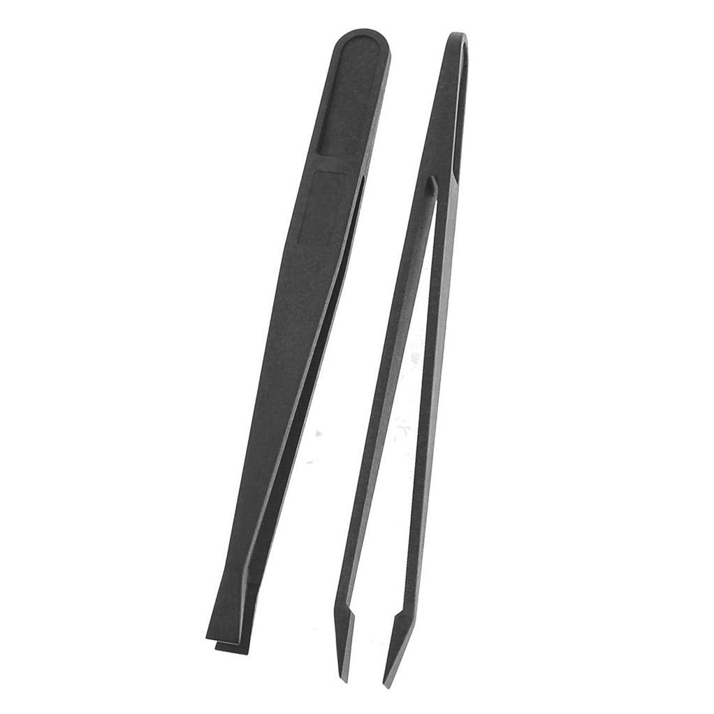 5 pcs manual tool black plastic flat tip antistatic tweezer