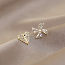 Asymmetrical windmill earrings female 2021 New Tide love earrings Korea simple small windmill ear jewelry