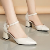 Сандалии, летняя обувь, универсальные туфли на высоком каблуке с заостренным носом для кожаной обуви, 2020