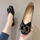 Бежевые туфли, универсальная обувь, европейский стиль, мягкая подошва, в стиле Шанель, 2020