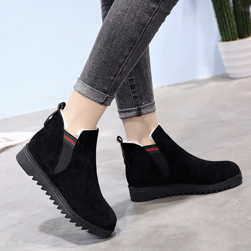 女鞋靴子2019秋冬新款韩版加绒短靴英伦风短筒雪地靴复古保暖棉鞋