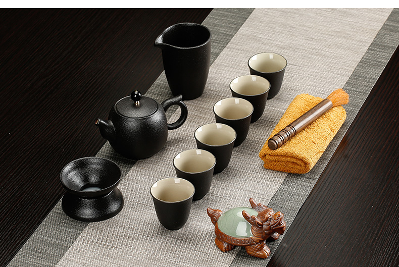 Ceramic kung fu tea set back on black pottery teapot single pot teapot filter side to prevent hot thick black zen tao