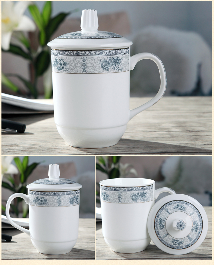 Back at jingdezhen ceramic cups with cover glass creative ceramic cup cup office meeting