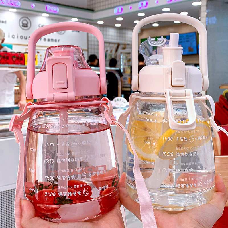 Xile water Cup Female large-capacity summer straw big belly Cup subnet red high-value children portable tritan kettle