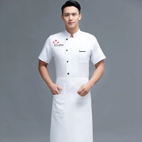 Белая футболка, фартук, короткий рукав