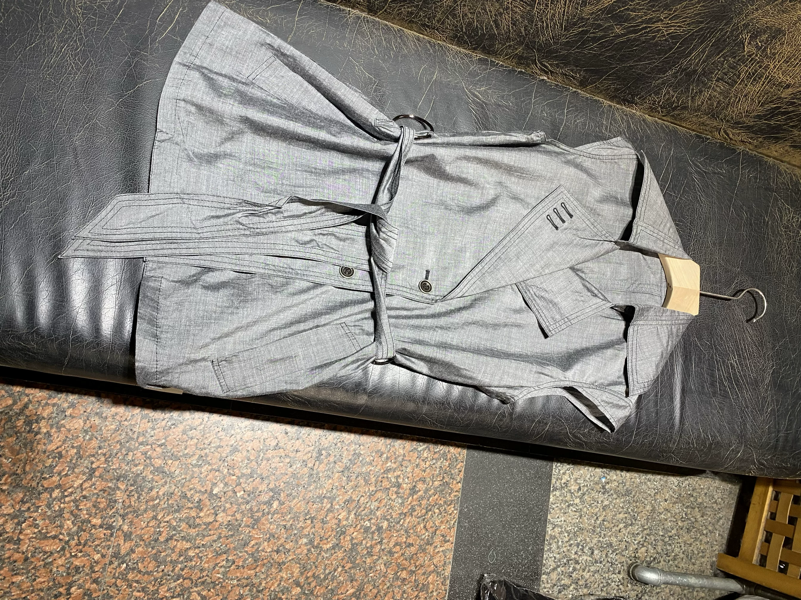 Классический жилет-пиджак из глаженного серого цвета с 100% тенцелем, Slim Fit, с лацканами, кофейник 4420