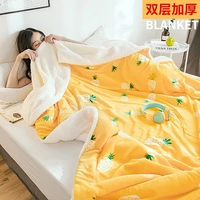 Chăn đôi san hô dày lông cừu flannel chăn đơn đôi beibei thảm điều hòa không khí chăn mùa đông chăn nhung tuyết