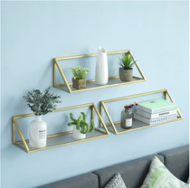 Golden European creative metal grid iron plate frame meat potted plant hanging wall frame jewelry frame wall display shelf