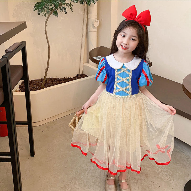 Girls dress summer dress children Snow White skirt girl foreign style birthday six one performance costume fluffy gauze skirt