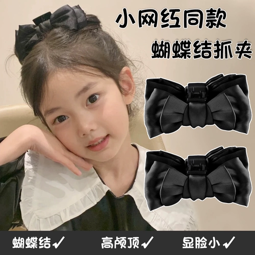 Детская красная большая заколка для волос для принцессы, двусторонная заколка-крабик с бантиком, аксессуар для волос, шпильки для волос, акула