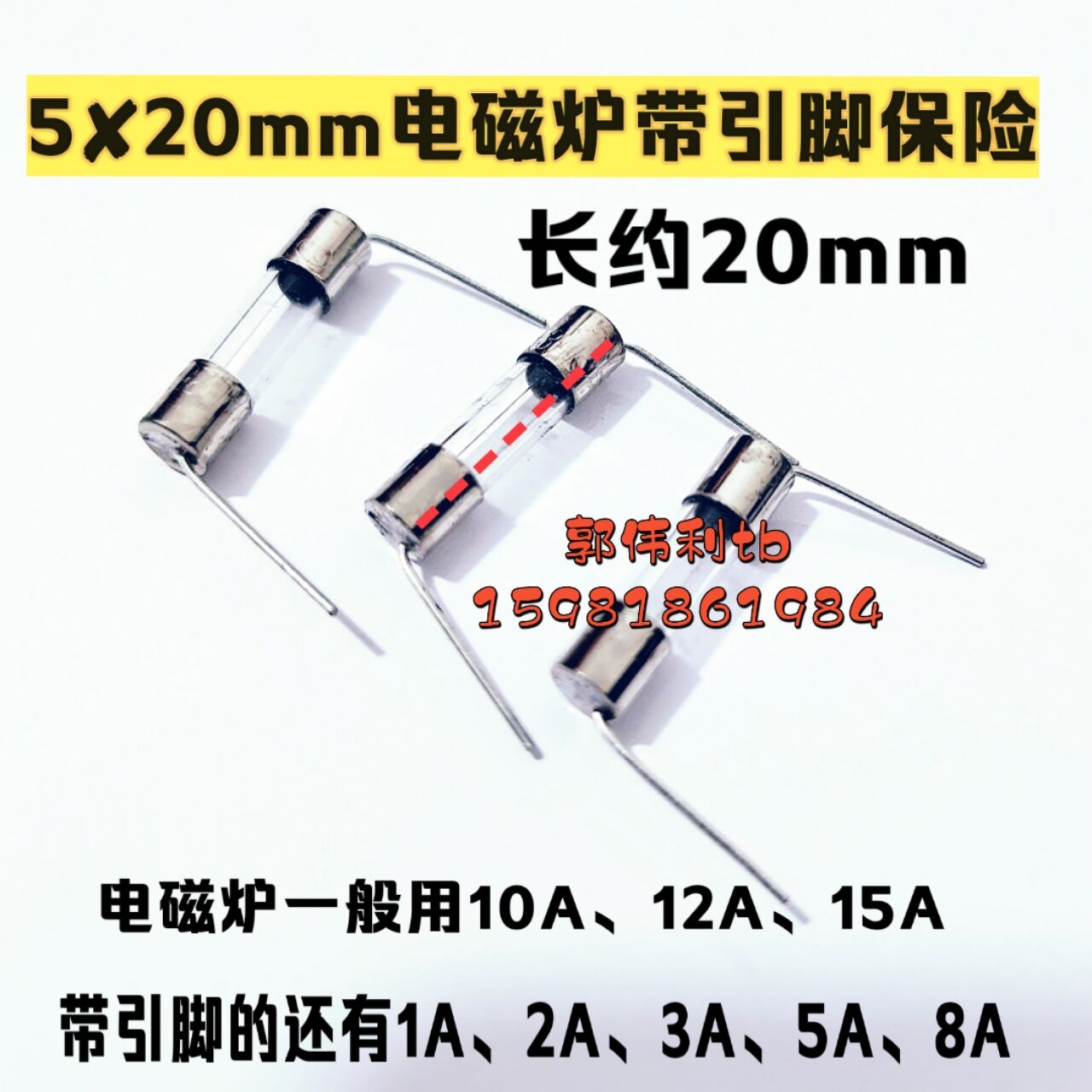 5x20 pin induction cooktop insurance 1A 2A 3A5A8A10A 12A 15A small home appliances pin insurance