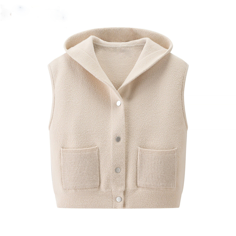 2026 Autumn New Loose Hooded Cardigan Vest Fashionable Youthful Vest Jacket Top