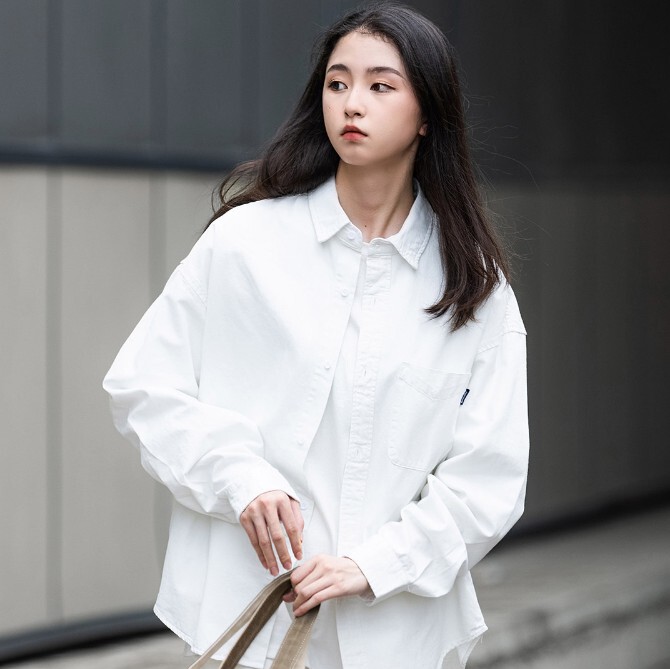 Bdls Studio Japanese-Style Layered Simple Workwear Shirt for Women, Spring Casual Long-Sleeve Shirt, Same Style as I Am Lin'Er Bdls Studio Japanese-Style Layered Simple Workwear Shirt for Women, Spring Casual Long-Sleeve Shirt, Same Style as I Am Lin'Er