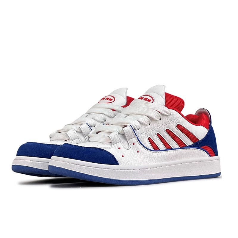 Super Cool Super Drag Flagship Store Loafers for Men and Women, Retro Sneakers in White, Blue, and Red Color-Blocking Casual Shoes, Trendy Shoes