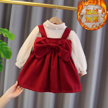 Childrens princess dress 2023 new spring autumn winter girl gush with dress foreign air baby net red autumn and winter clothing