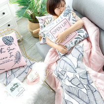 Nordic plant flowers multi-use pillow quilt ins high-grade gray pink car cushion quilt office afternoon blanket