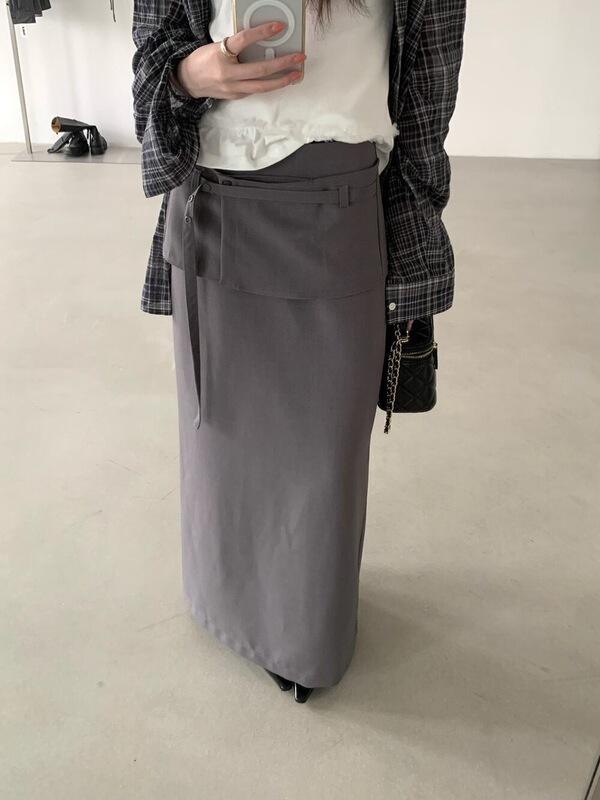 Table Korean Design Detachable Skirt with a Hem That Covers the Hips, Slimming and Versatile, Slit Long Skirt, Straight Skirt