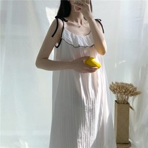 Sleeveless Sleeping Dress Woman 2021 Summer New Pure Cotton Sexy Harnesses Sleeping Clothes Summer Sweet and cute Home Suits Hy