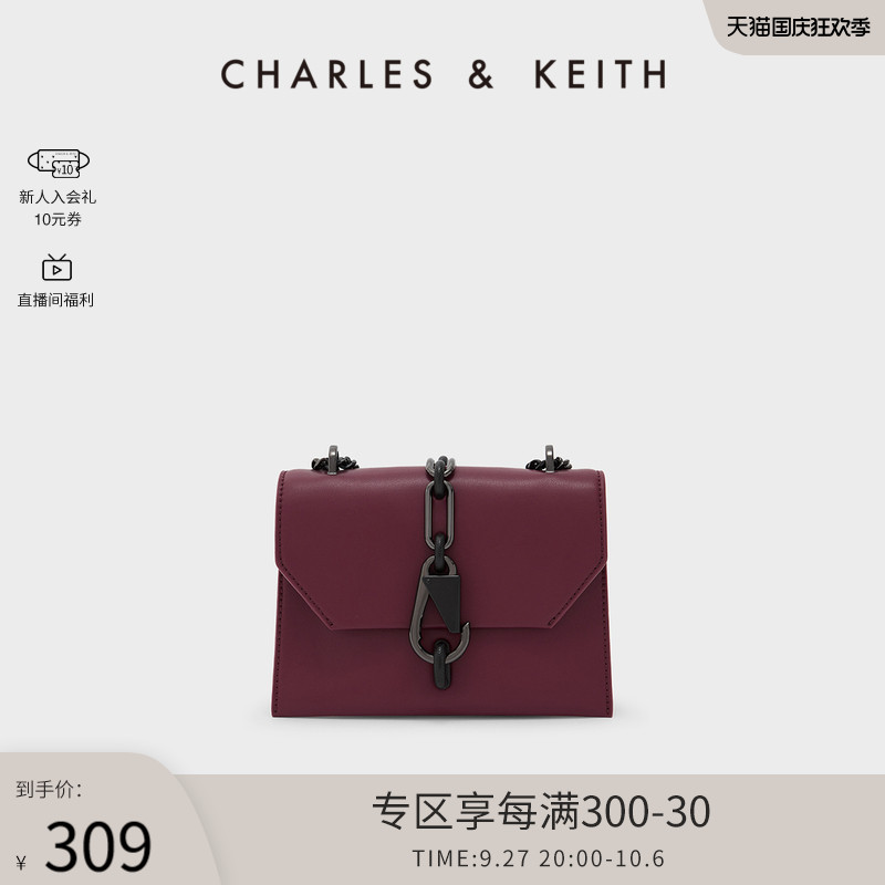 Charleskeith autumn winter women's bag CK2-80781601-1 ladies metal buckle chain decorated with single shoulder diagonal satchel-Taobao