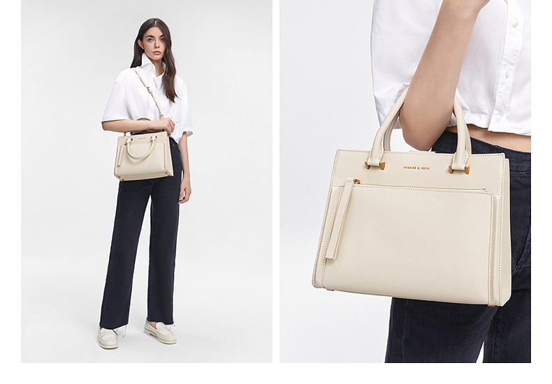 Сумка charles&keith春季新款ck2-30782210简约通勤手提单肩托特包女