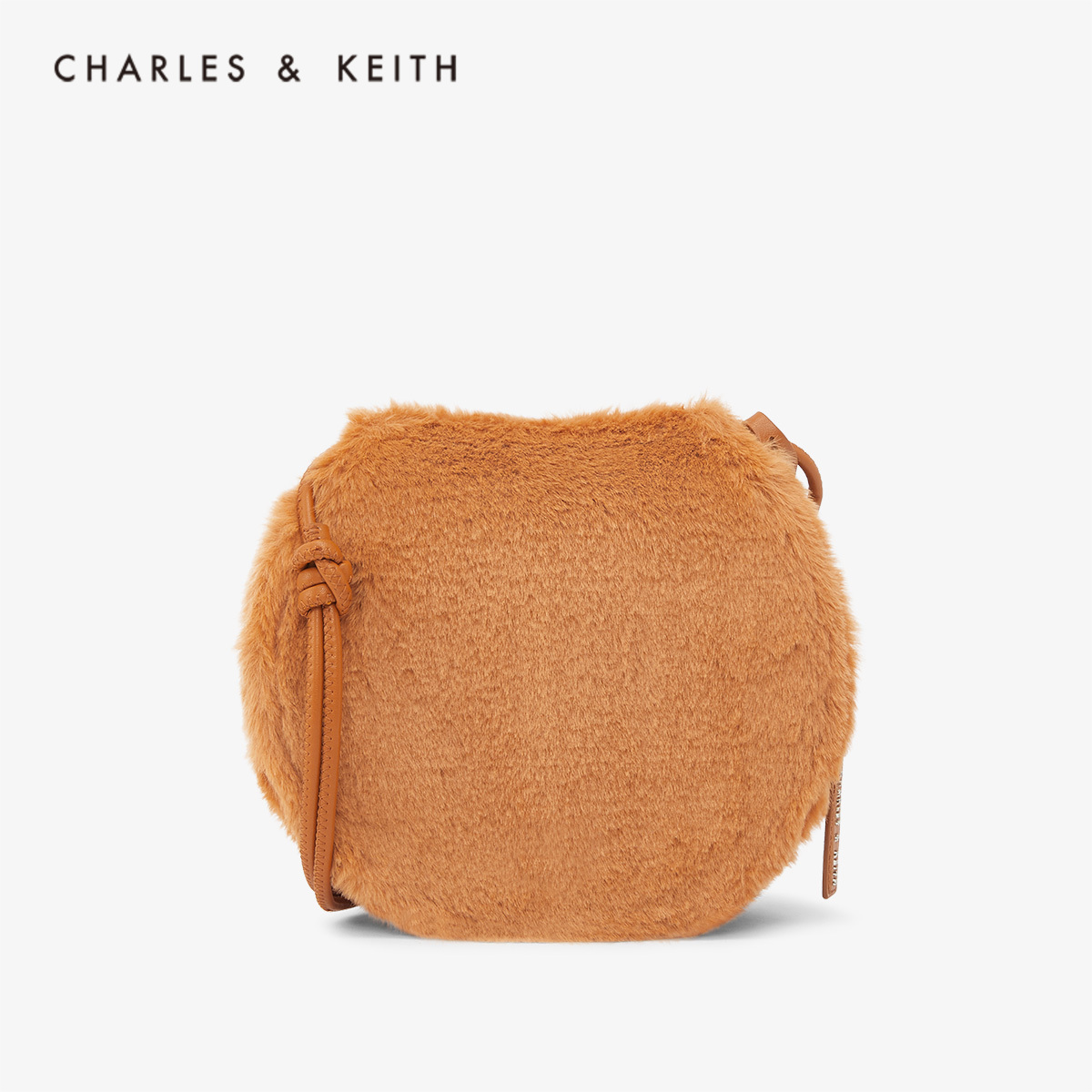 CHARLES & KEITH Spring Women's Bag CK2-80781022 Plush Ladies Flap Shoulder Bag Round Cake Bag