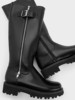 Charles&Keith25 New Autum Collection Ck1-90920159 Thick-Soled Zipper Buckle Decorated Knight Boots Long Boots