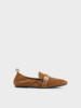 Charles&Keith25 New Autum Collection Sl1-71900021 Goatskin Metal Buckle Flats Pleated Loafers