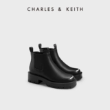 CHARLES&KEITH Осенние модные короткие сапоги на платформе, цвет металлик, тренд сезона, круглый носок