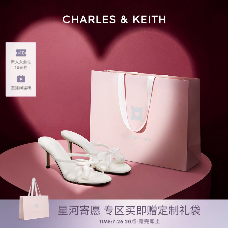 [Chinese Valentine's Day Gift] Charles&Keith Women's Shoes Ck1-60361616 Bow High Heels Sandals