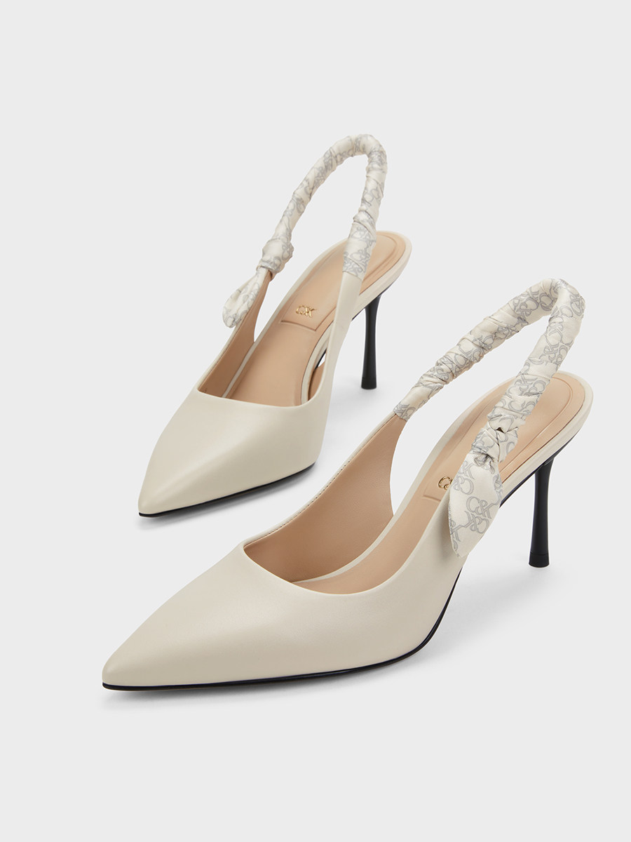 Charles&Keith Autumn and Winter Women's Shoes Sl1-60280458 French Genuine Leather Pointed Toe Stiletto Heel Toe-Cap Sandals