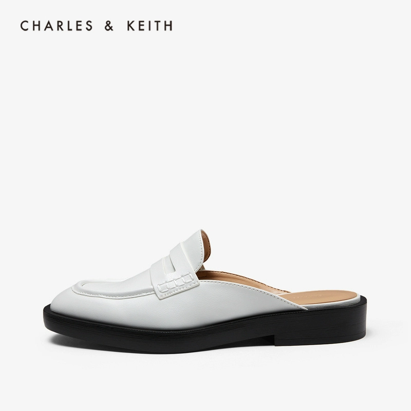 CHARLES & KEITH2020 mùa xuân sản phẩm mới CK1-70390284 màu rắn trở lại không gian giày đế thấp gót dép nữ - Dép