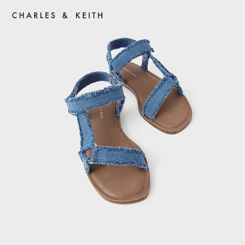 CHARLES & KEITH Women's Shoes CK1-70900280 Women's Simple Open-Toe Flat Sandals
