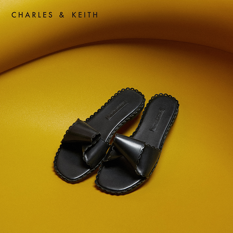 CHARLESKEITH WOMEN'S SANDALS SLIPPERS CK1-70920046 KINK SHAPE OPEN TOE FLAT SLIPPERS