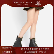 CHARLESKEITH autumn and winter womens boots CK1-90390159 plush and ankle thick soled Martin short boots