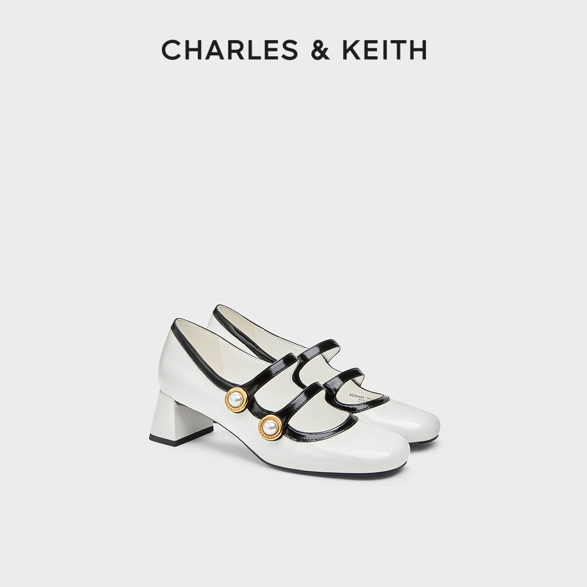CHARLES&amp;KEITH 夏用レディースシューズ CK1-60280446 フレンチカラーマッチングパールメリージェーンハイヒール