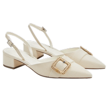 CHARLESKEITH24 summer new style CK1-60580291 fashionable woven buckle pointed toe thick heel sandals for women