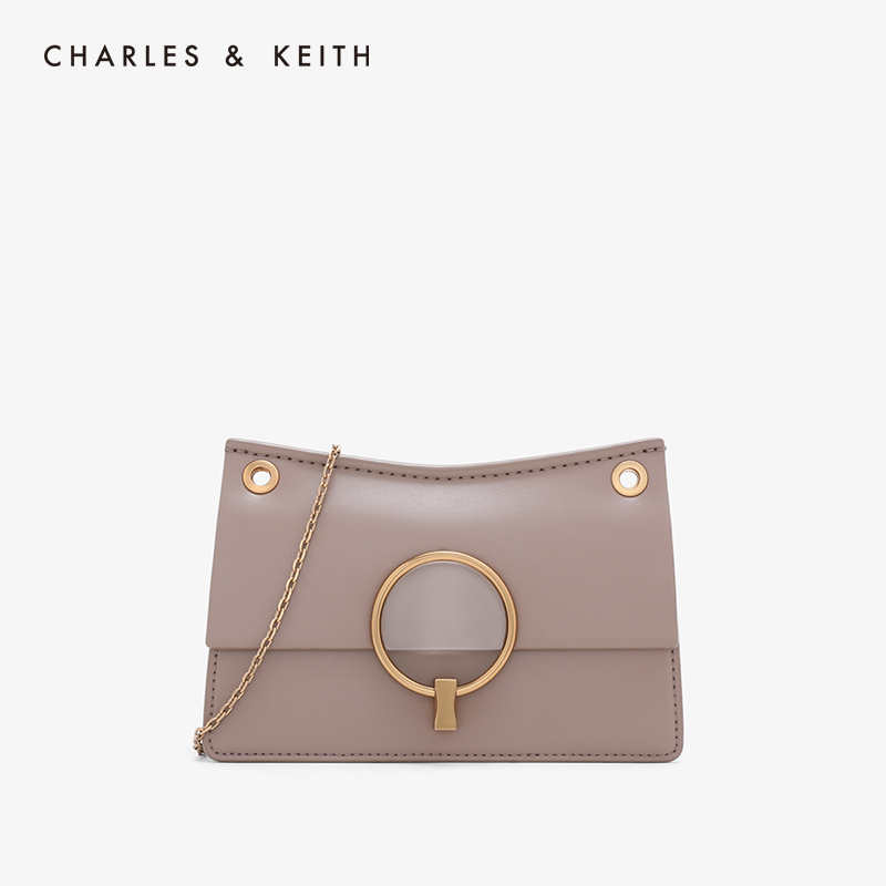 CHARLES & KEITH shoulder bag CK2-20150781 metal ring small square bag Ladies diagonal cross bag chain bag