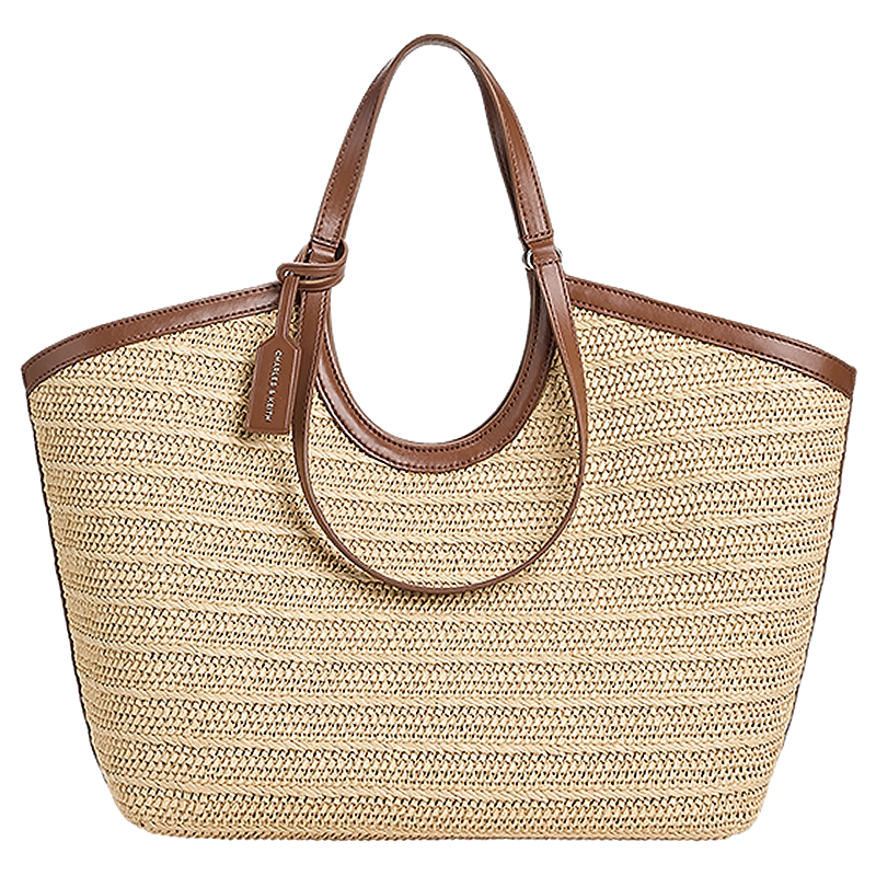 CHARLES&KEITH26夏新款CK2-30701583-3编织大容量手提斜挎托特包