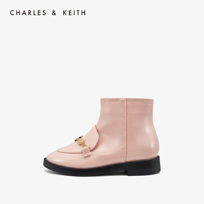 CHARLESKEITH FEMALE BOOTS CK9-91700016 METAL TRIM CHILDREN Laced Low Heel Short Boots